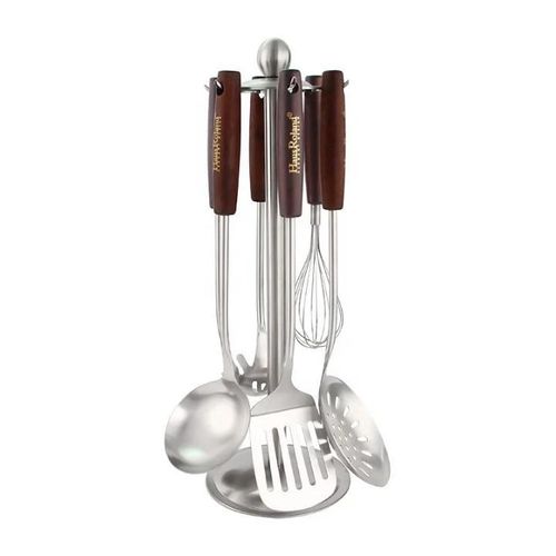 Haus Roland Stainless steel kitchen utensil set with a rotating stand