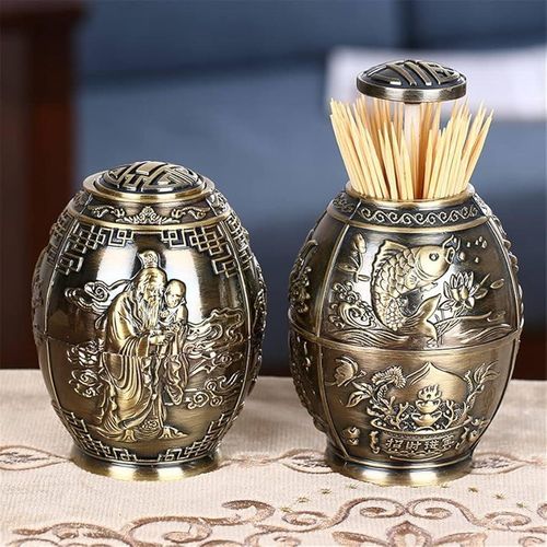 Luxe Ornament/ Vintage-style metal toothpick holder