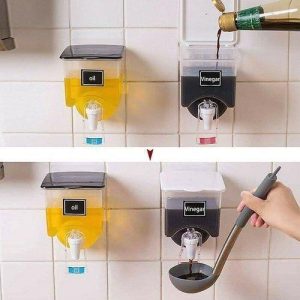 Wall-mounted oil and vinegar dispenser set  
