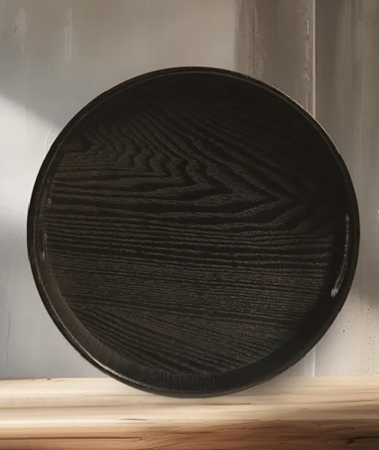 Black Round Serving Tray