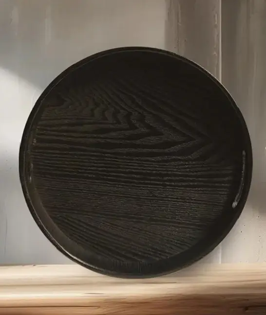 Black Round Serving Tray
