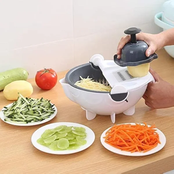 Multi-function wet basket vegetable cutter