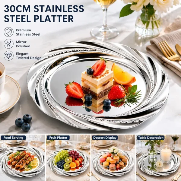Silver Stainless Steel charger plates 12PCS