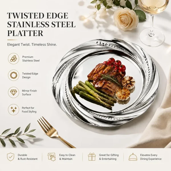 Silver Stainless Steel charger plates 12PCS
