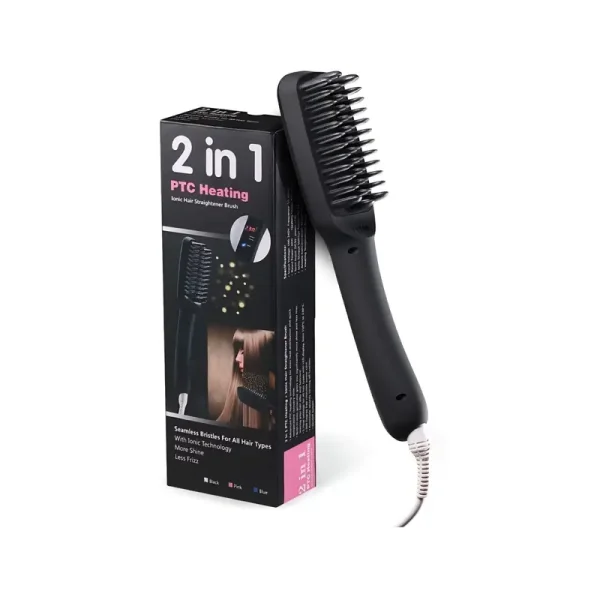 2-in-1 Ionic Hair Straightener Brush